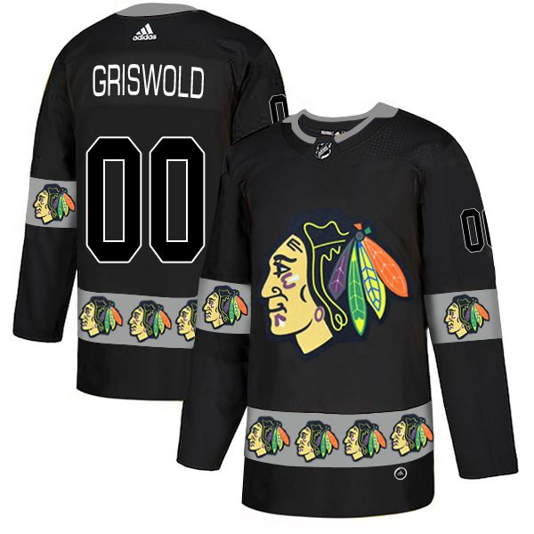 Men Chicago Blackhawks #00 Griswold Black Adidas Fashion NHL Jersey->chicago blackhawks->NHL Jersey
